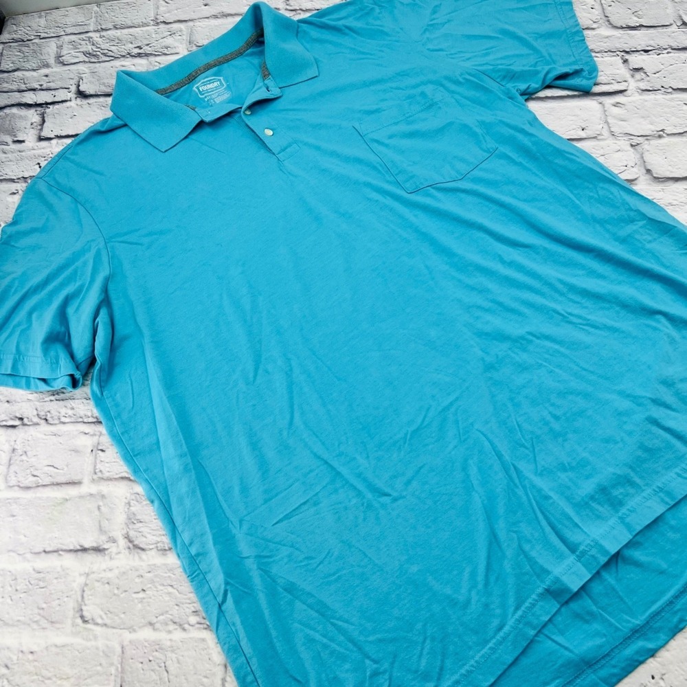 The Foundry Supply Co Mens 3XLT Polo Shirt Turquoise Blue Short Sleeve Pocket